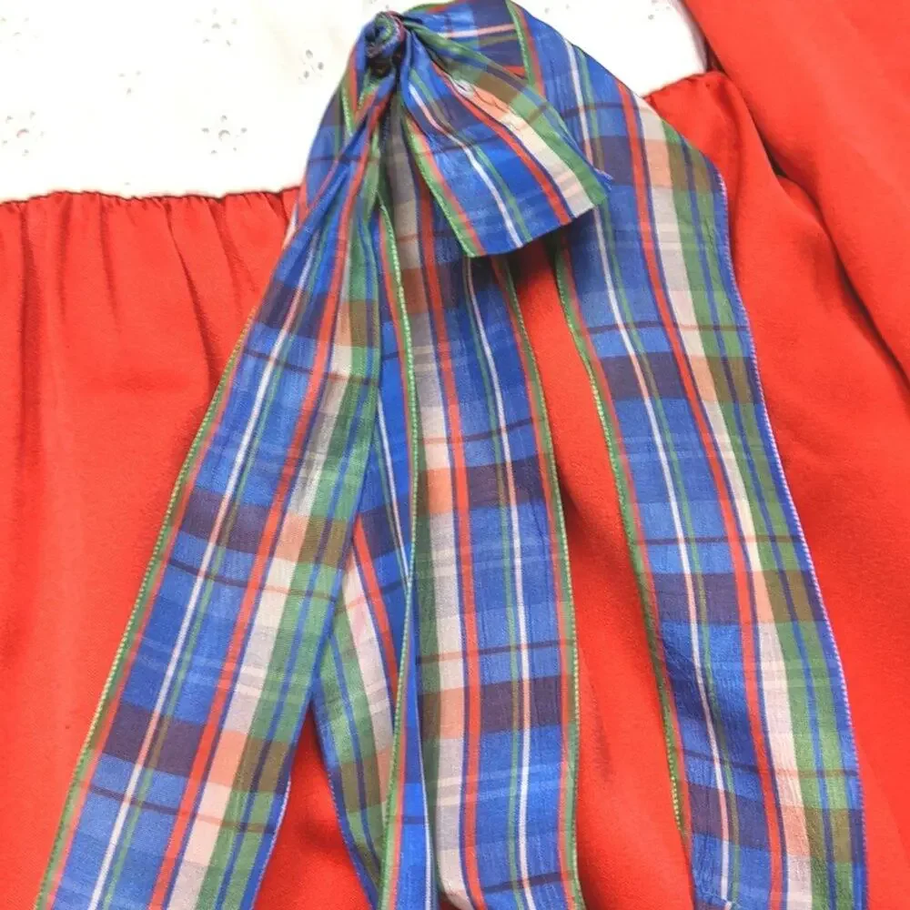 Vintage Fischel Dress Girls Size 5 Red Eyelet Christmas Holiday